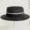 Fashionable M-label sun hats, straw hats, sun-protective hats, women's summer outings, sun hats, black British flat-topped top hats, a trend undefined